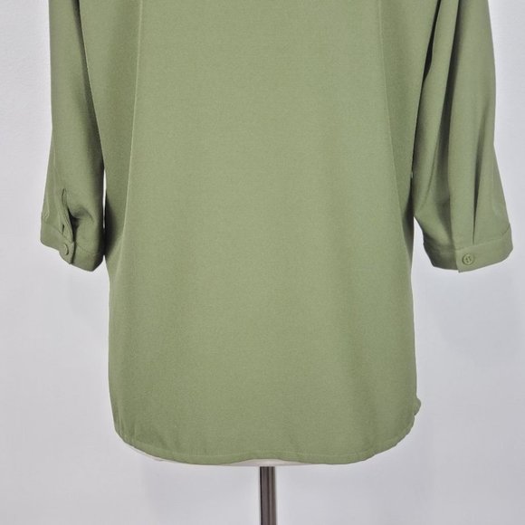 Linea by Louis Dell'Olio Green Button Up Top Blouse, Size M - Picture 9 of 13